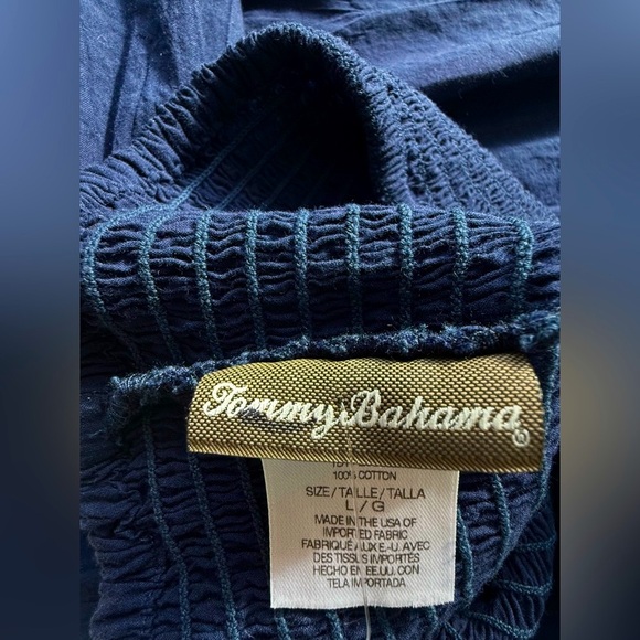 Women’s L Tommy Bahama Strapless Smocked Bodice Maxi Sundress NWT Navy - Picture 4 of 8